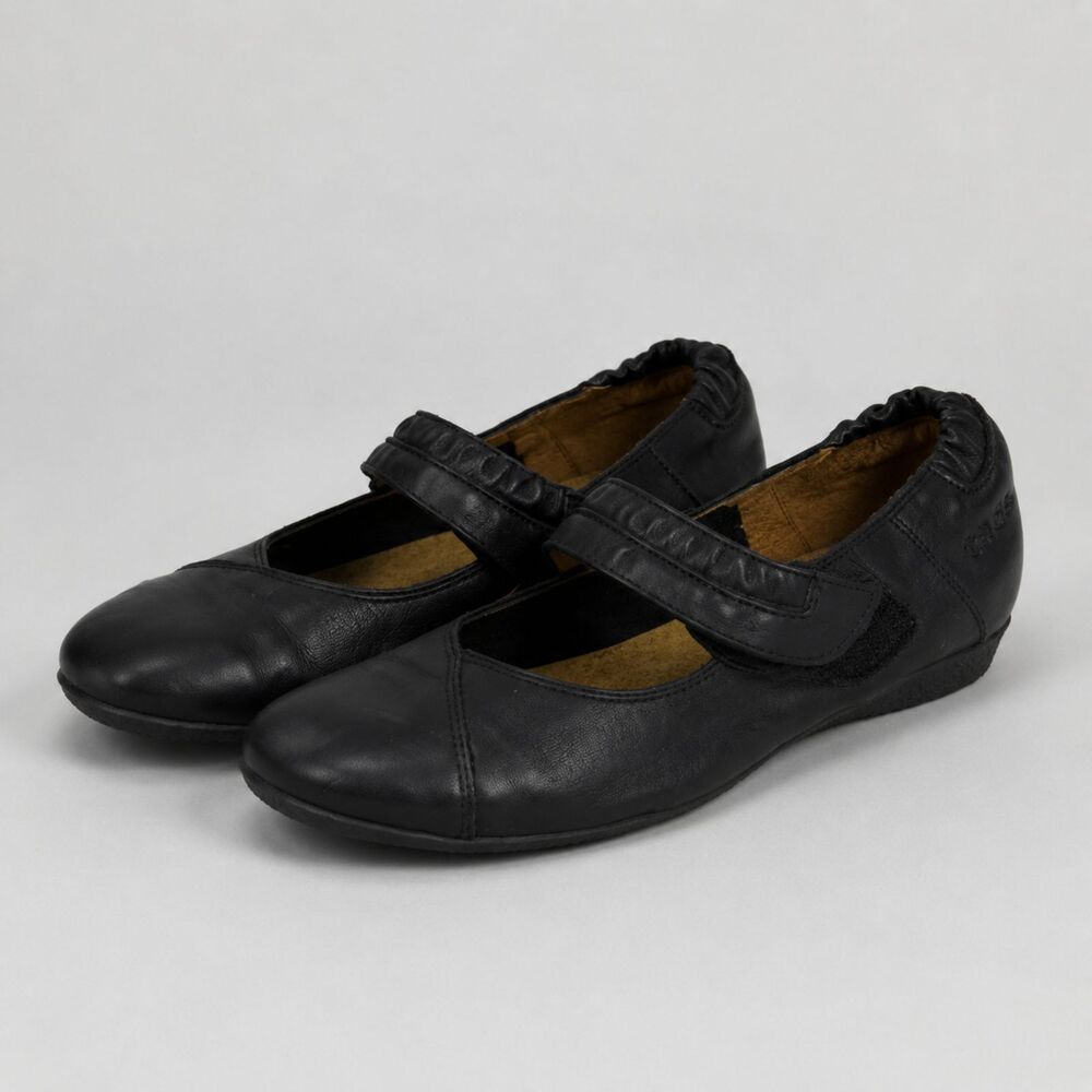 Taos Women’s US 5-5.5 Black Leather Mary Jane Comfort Flats Made In Spain